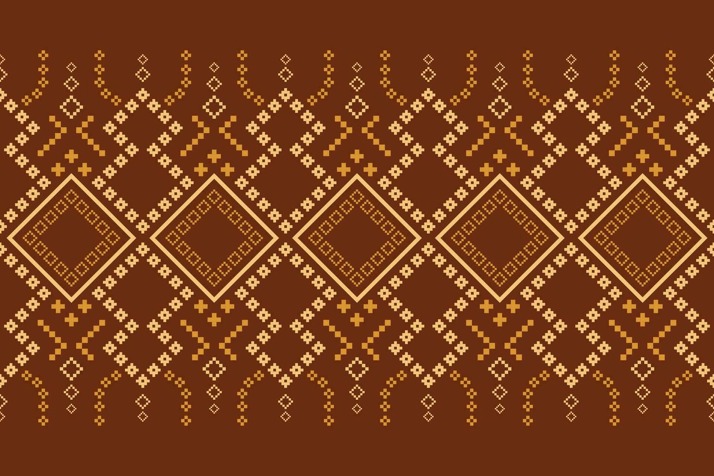 Nature vintages cross stitch traditional ethnic pattern paisley flower Ikat background abstract Aztec African Indonesian Indian seamless pattern for fabric print cloth dress carpet curtains and sarong vector