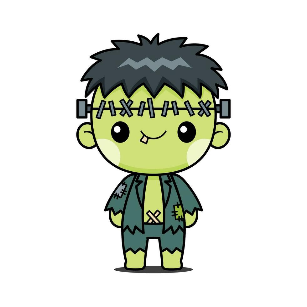 Cute And Kawaii Style Halloween Zombie Cartoon Character vector