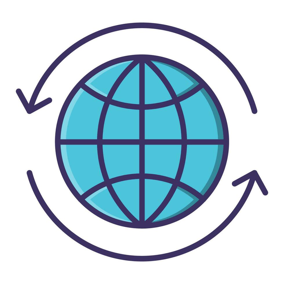 an icon of a globe with arrows around it vector