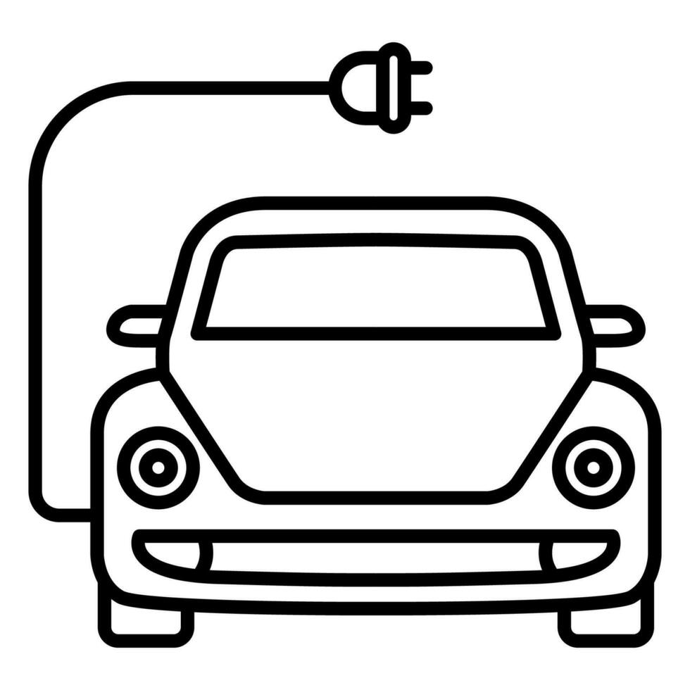 electric car with plug and plug socket vector