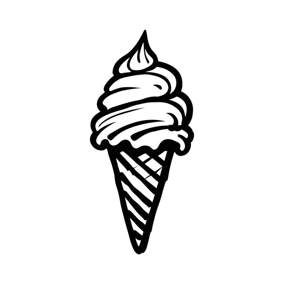 hand drawn illustration of ice cream cone 34370452 Vector Art at Vecteezy