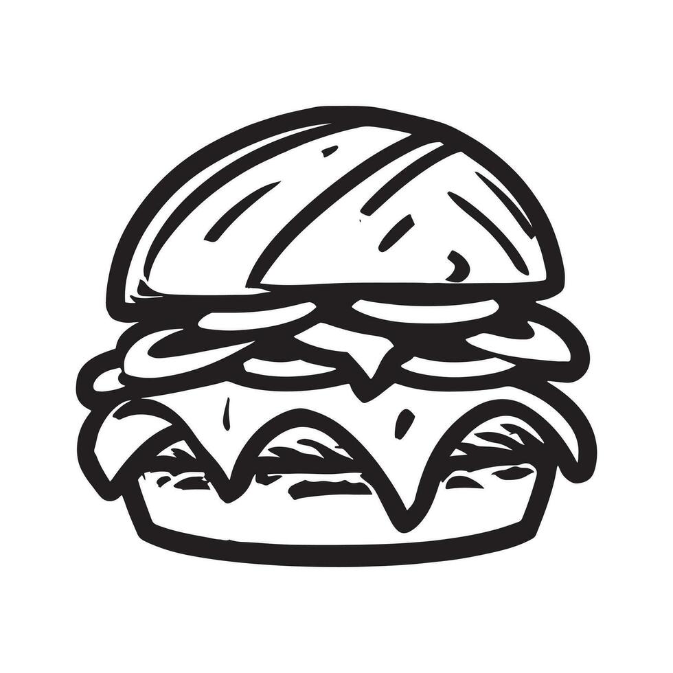 mano dibujado ilustración de hamburguesa, hamburguesa, hamburguesa con queso vector