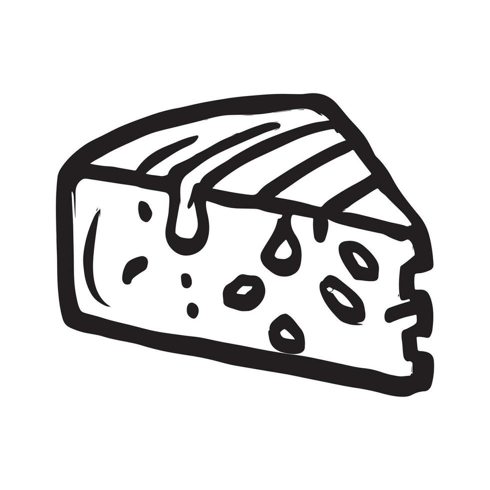 hand drawn illustration of a sliced cheese vector