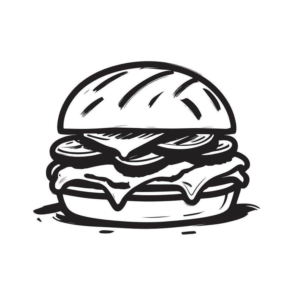 mano dibujado ilustración de hamburguesa, hamburguesa, hamburguesa con queso vector