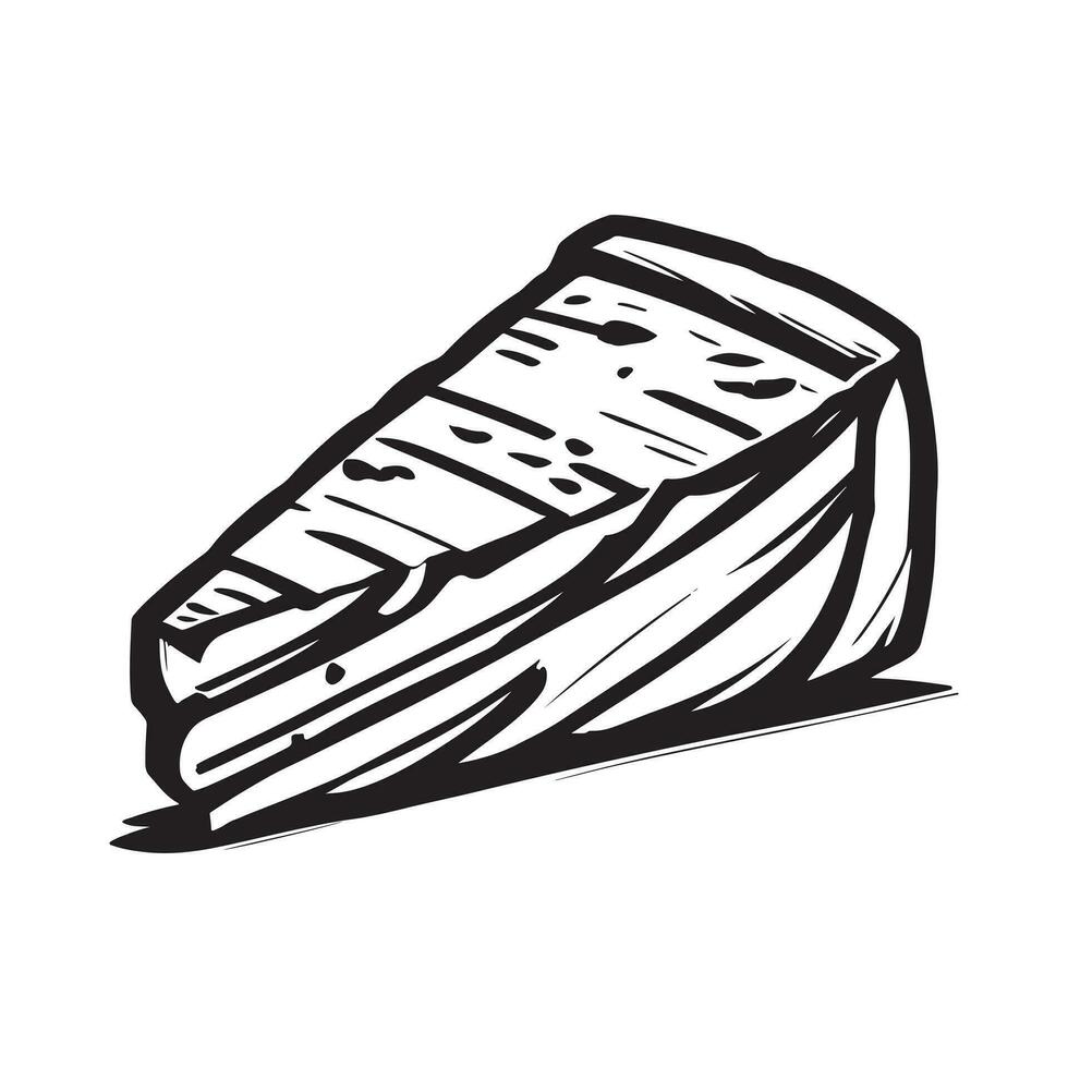 hand drawn illustration of a sliced cheese vector