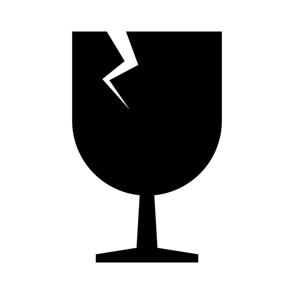 Cracked glass silhouette icon. Fragile. Vector. vector