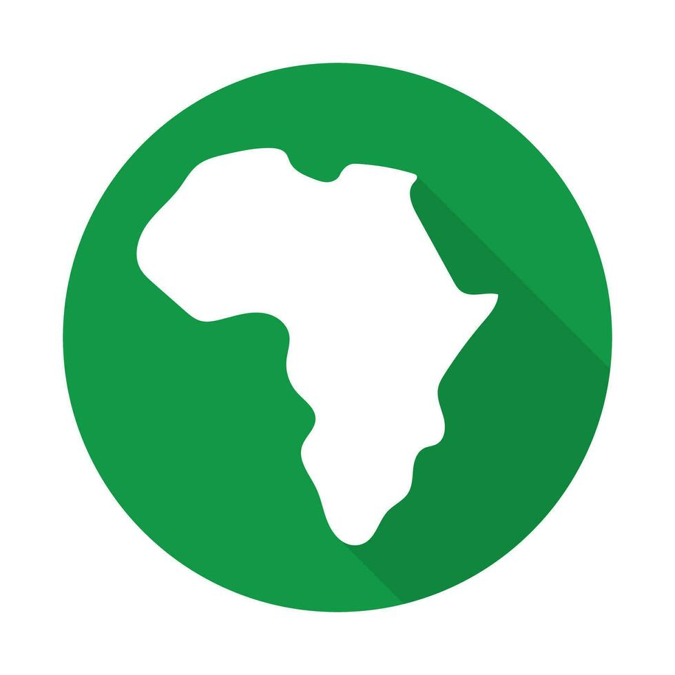 Round African continent map icon and shadow. Vector. vector