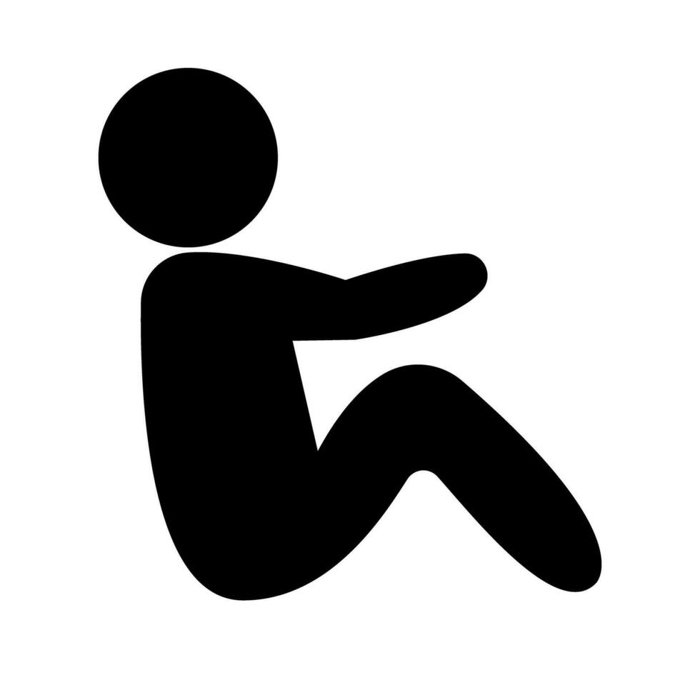 Simple sitting person holding knees silhouette icon. Vector. vector