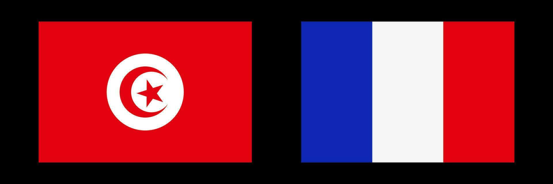 Tunisian and French flags icon set. Vector. vector