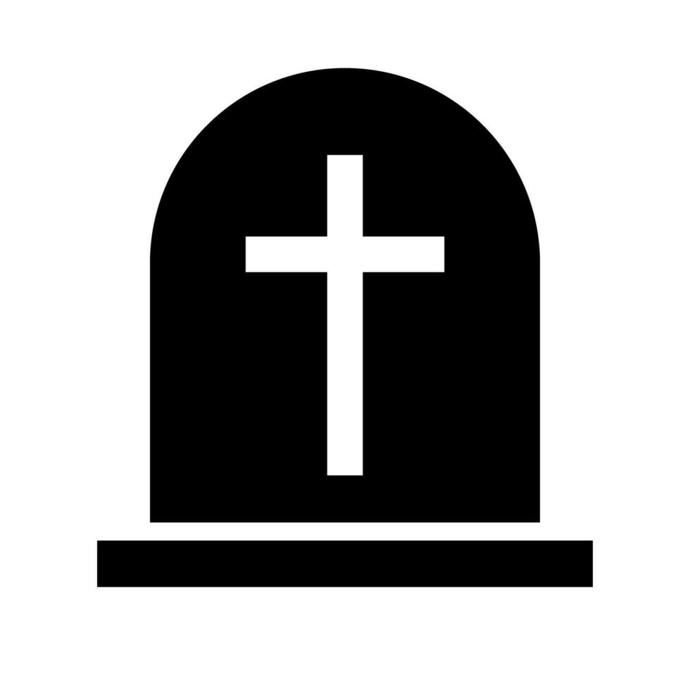 Christian tomb silhouette icon with cross engraved. Vector. vector