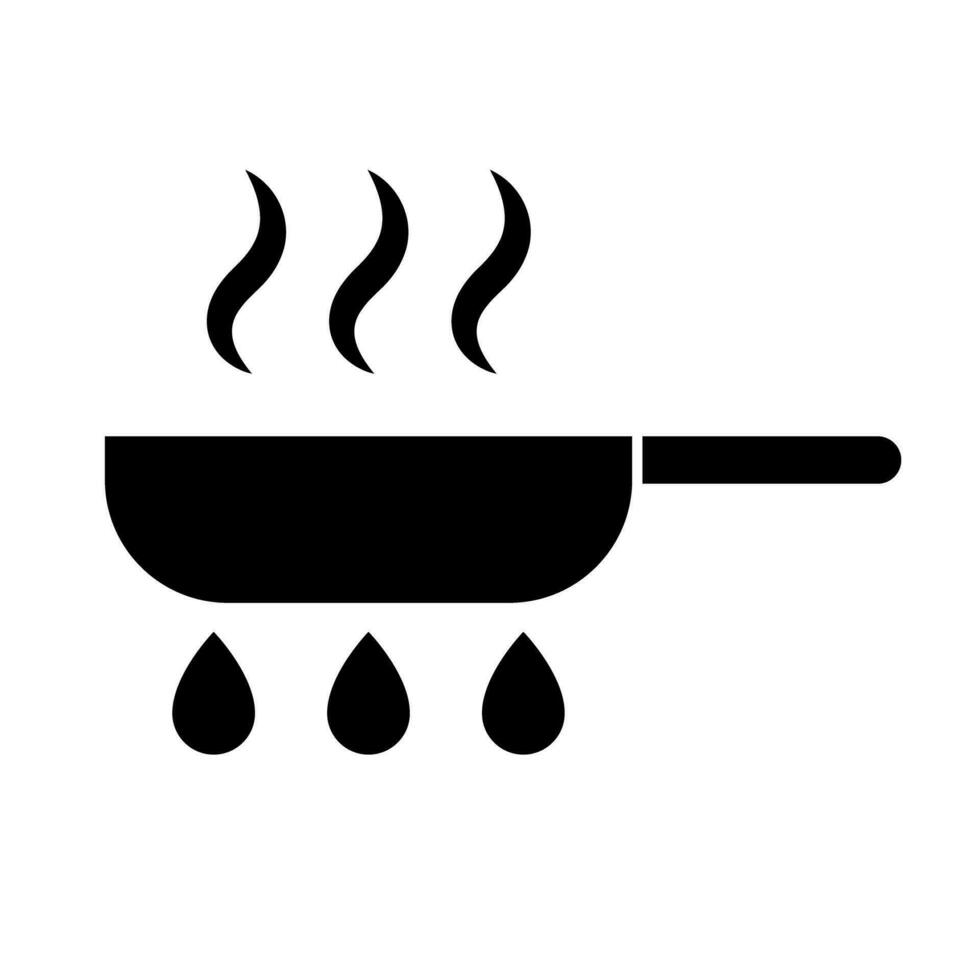 Frying pan silhouette icon cooking on fire. Vector. vector