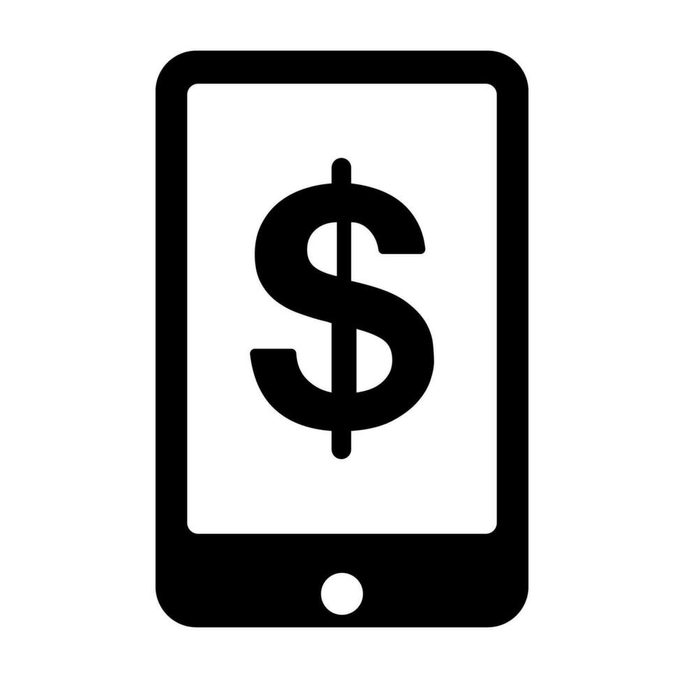 dólar firmar y teléfono inteligente silueta icono. vector. vector