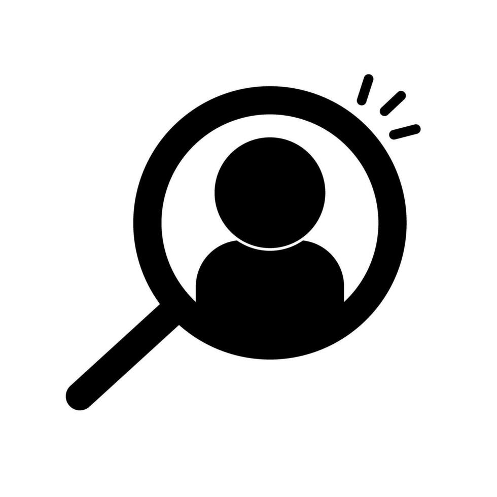 Recruitment silhouette icon. Finding human resources. Magnifying glass and human resources. Vector. vector