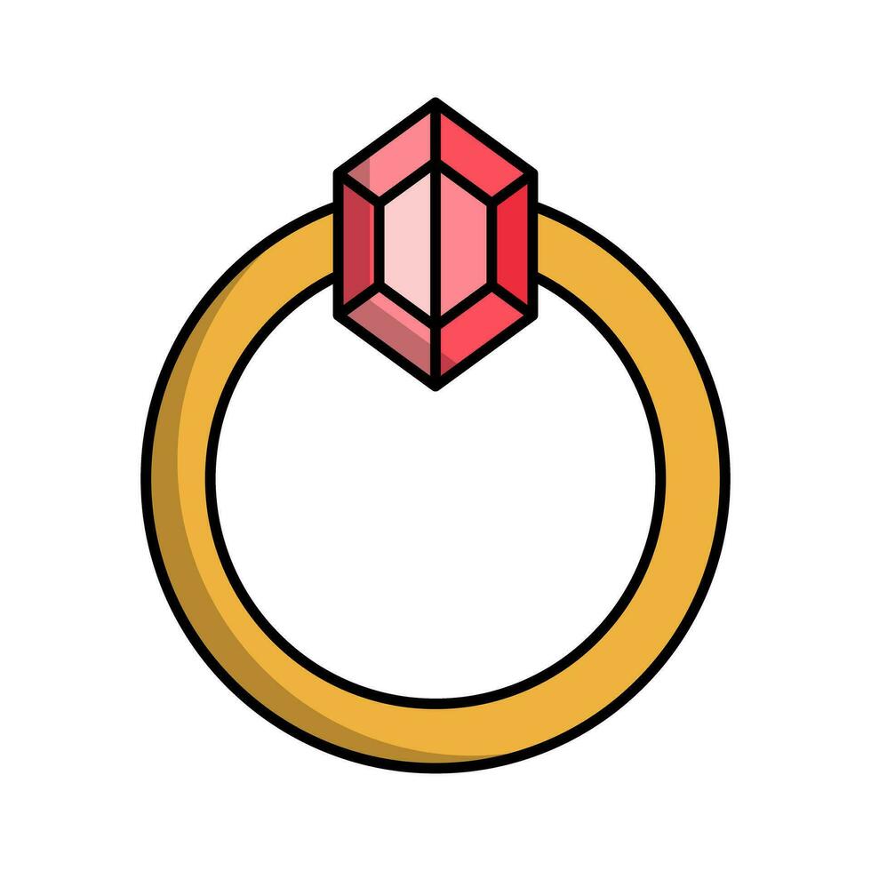 plano diseño rubí anillo icono. vector. vector