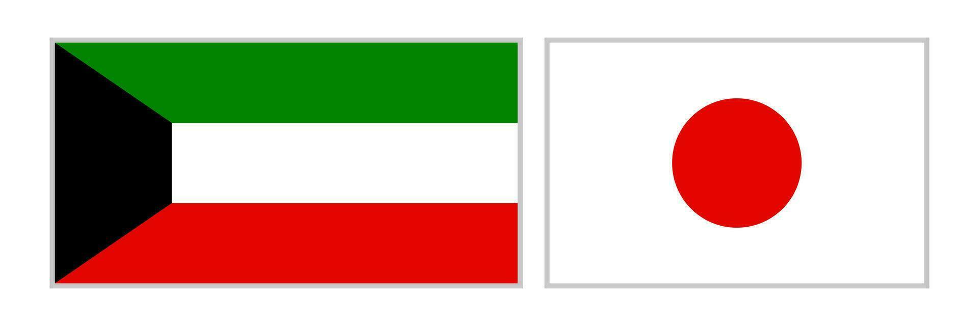 Kuwait flag and Japanese flag icon set. Vector. vector