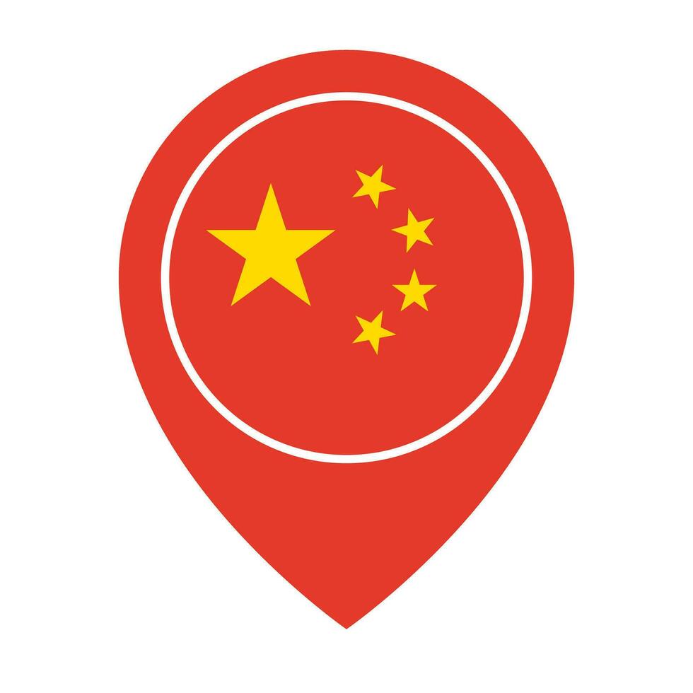 Chinese flag map pin icon. Chinese location information. Vector. vector