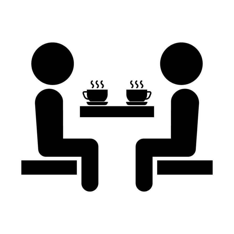 Two people conversing in cafe silhouette icon. Vector. vector