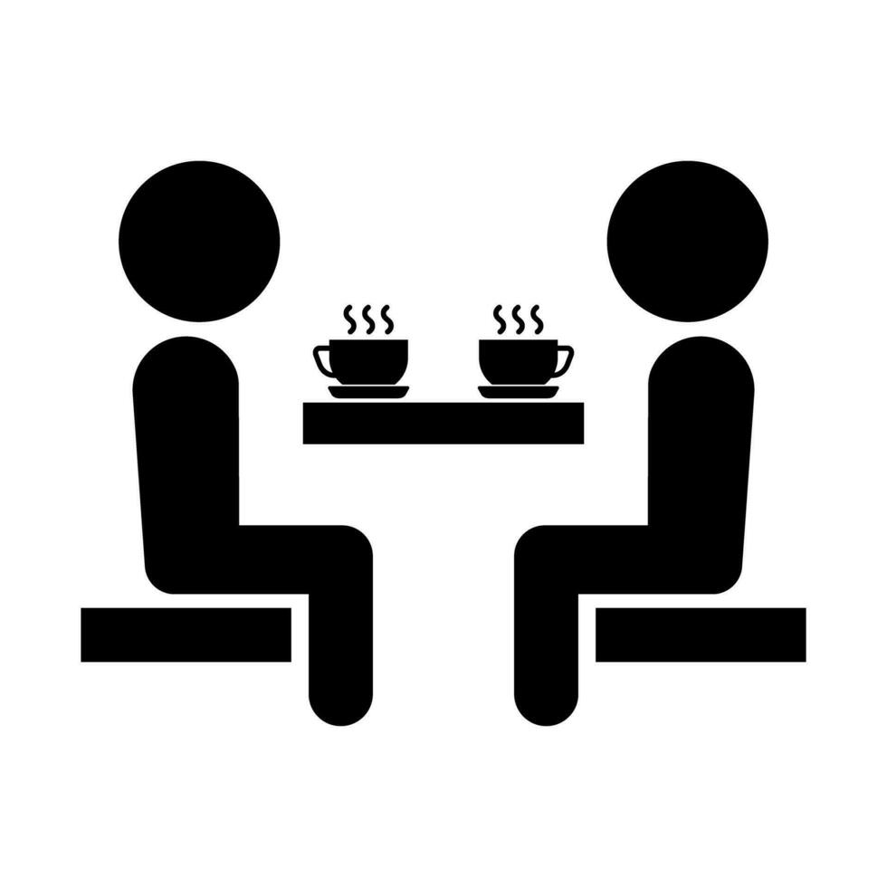 Two people conversing in cafe silhouette icon. Vector. vector