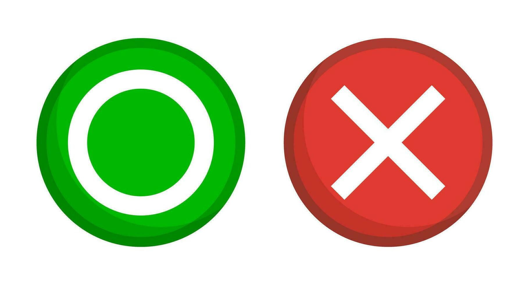 Circle and cross icon set. Correct and incorrect icons. Vectors. vector