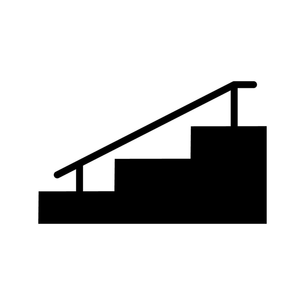 Stairs silhouette icon with handrail. Vector. vector