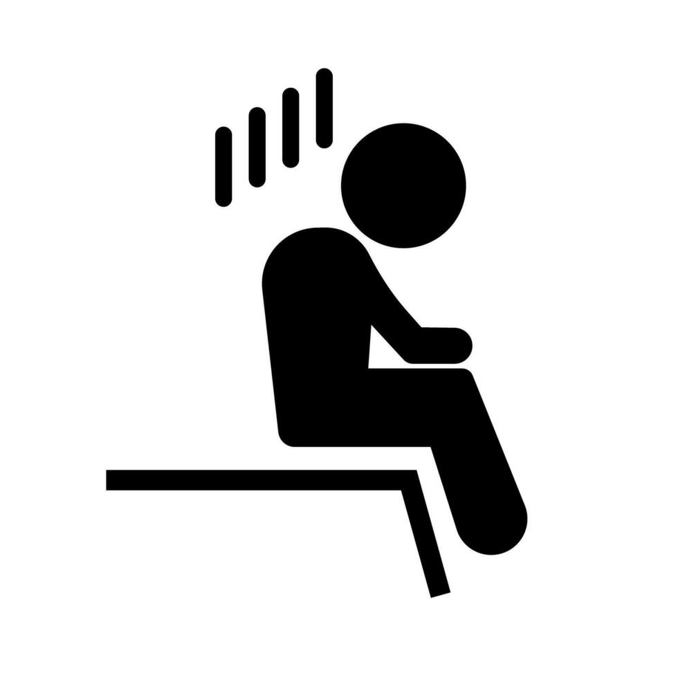 Depressed person sitting on a bench silhouette icon. Vector. vector