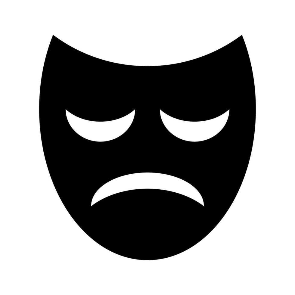 Sad face mask silhouette icon. Vector. vector