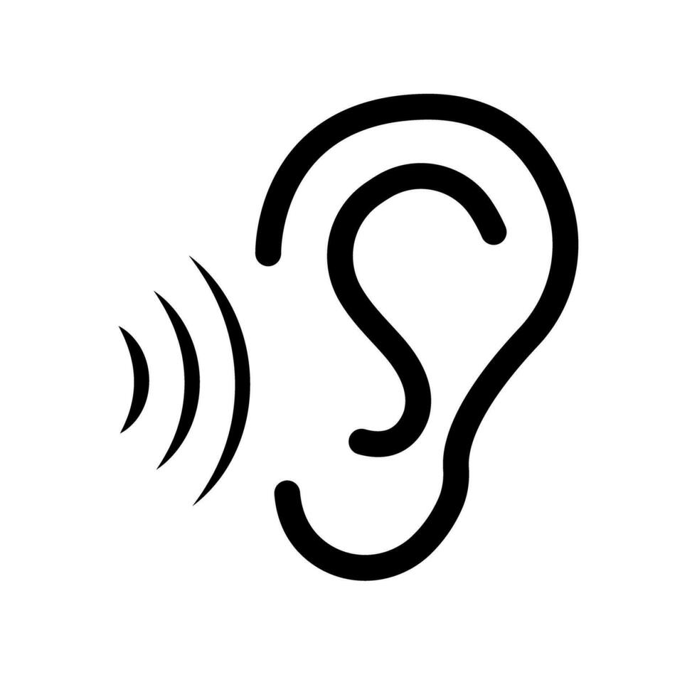 Simple sound listening ear icon. Vector. vector