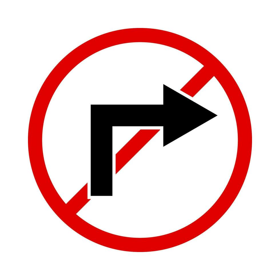 No Derecha giro la carretera signo. vector. vector