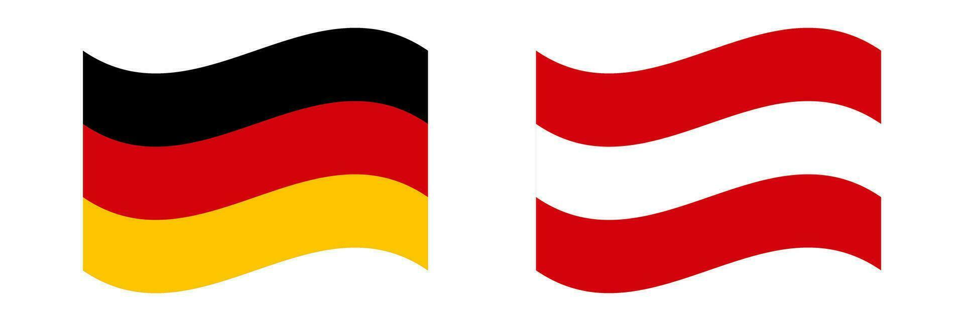 Fluttering German and Austrian flags icon set. Vector. vector