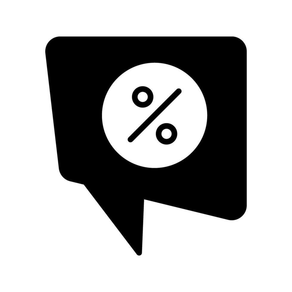 chat bubble with discount symbol, marketing campaign icon vector