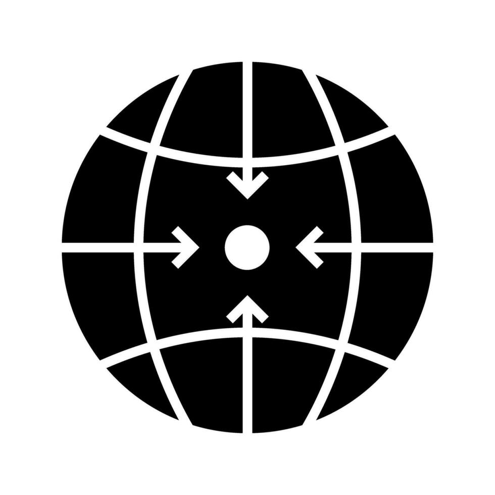 globe with arrow pointing to the core icon vector