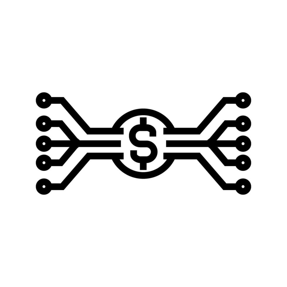 illustration of electronic money, coin with electrical circuit icon vector