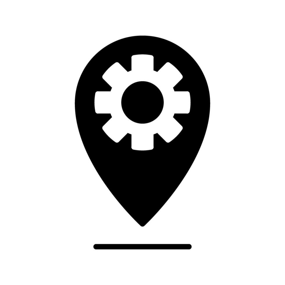 location pin with cogwheel gear icon vector