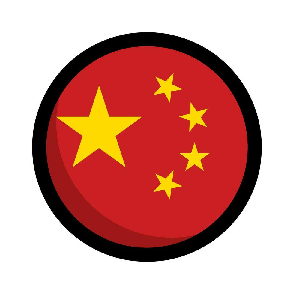 Flat design round Chinese flag icon. Vector. vector