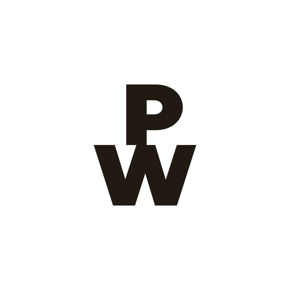 letra pw sencillo vinculado logo vector