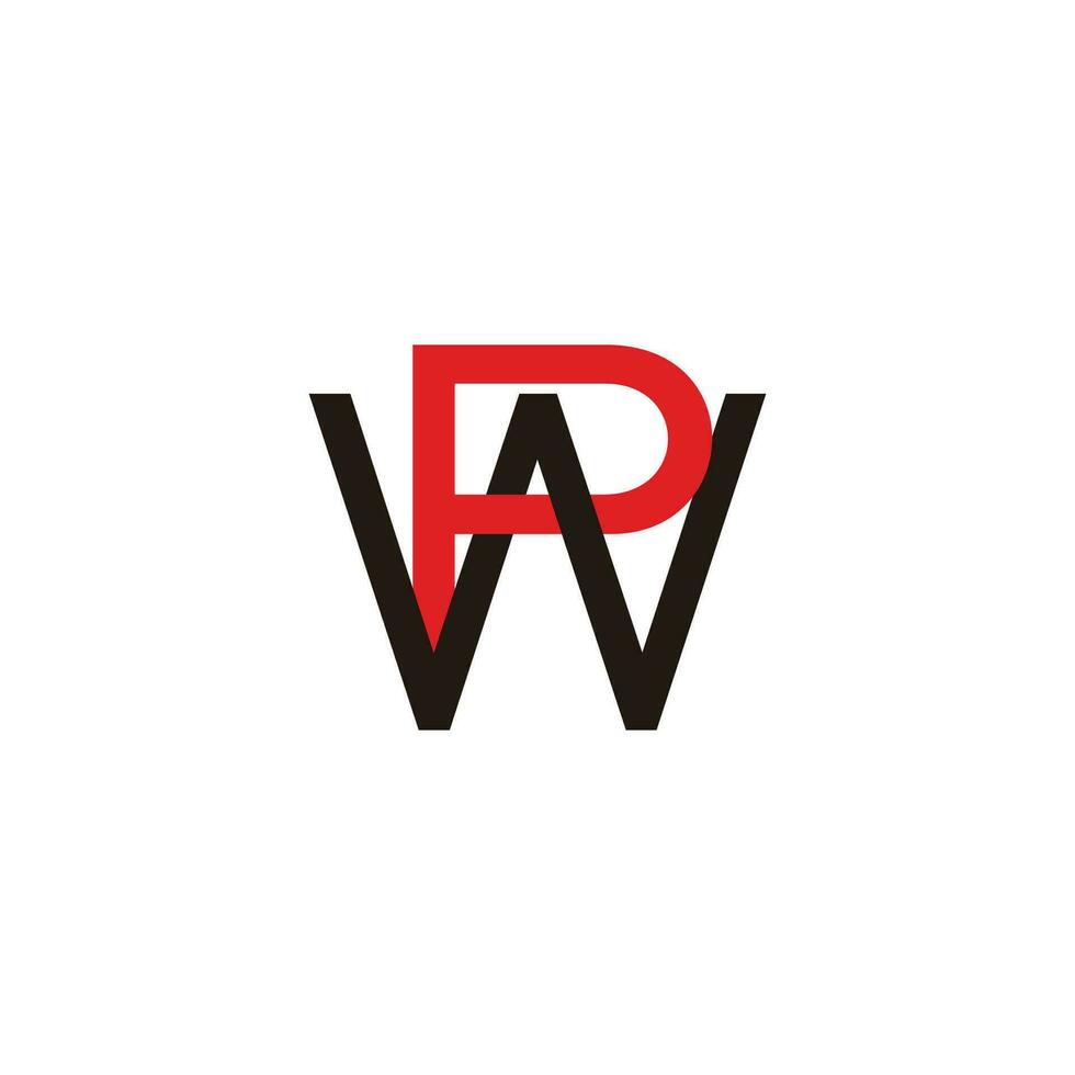 letter pw linked line simple colorful logo vector