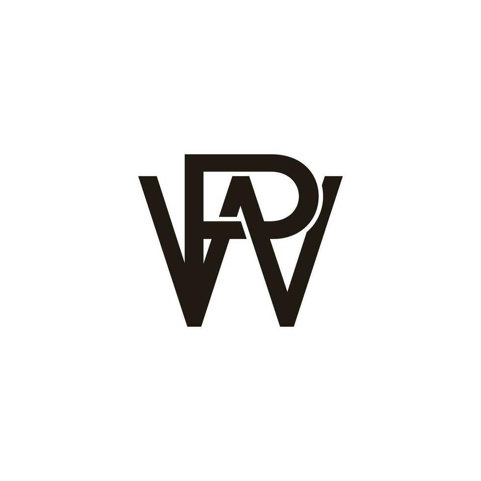 letter wp 3d flat overlap logo vector