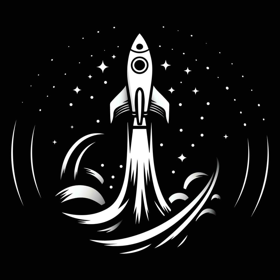 Soaring Through the Cosmos Rocket Illustration vector