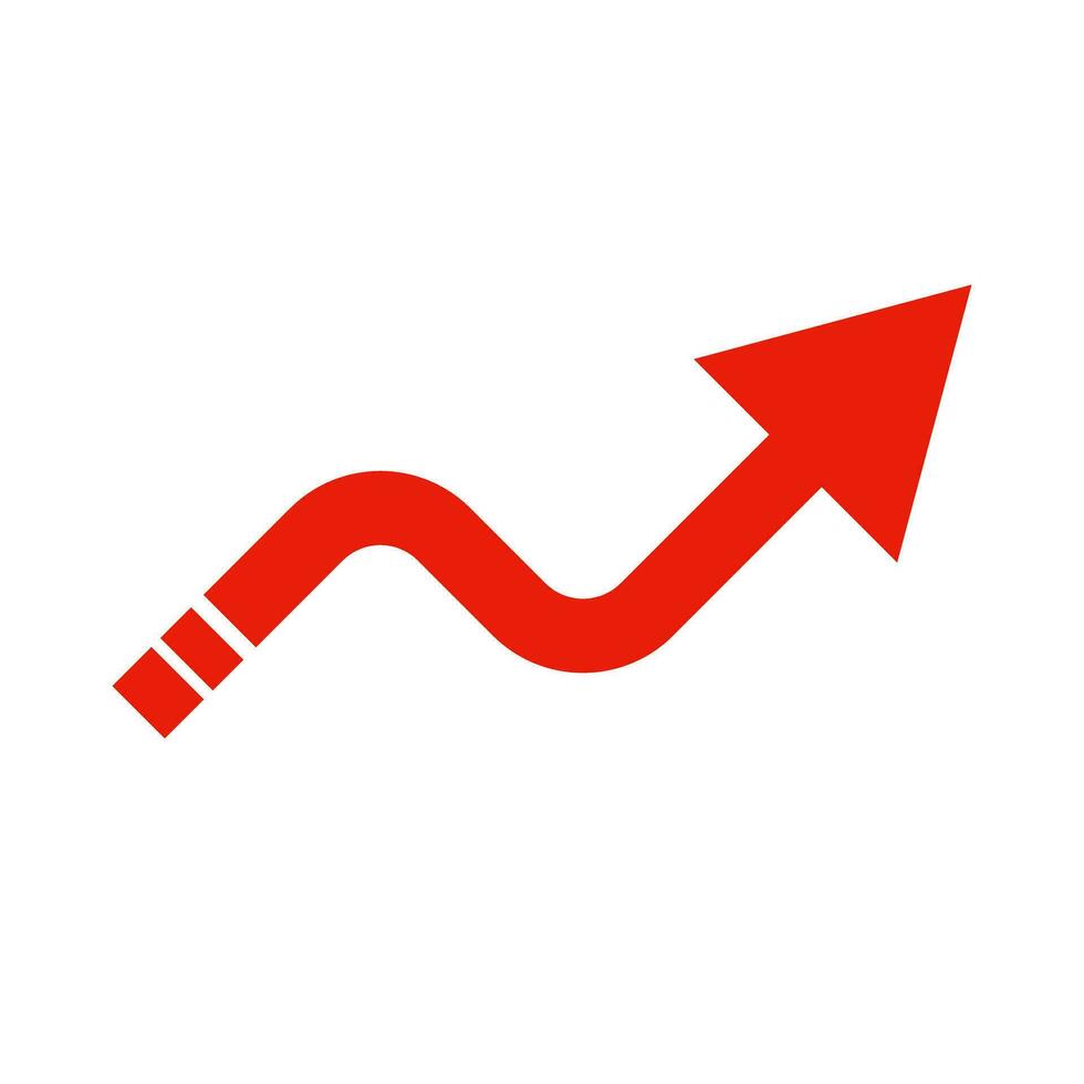 Rising red arrow. Uptrend or increase in sales. Vector. vector
