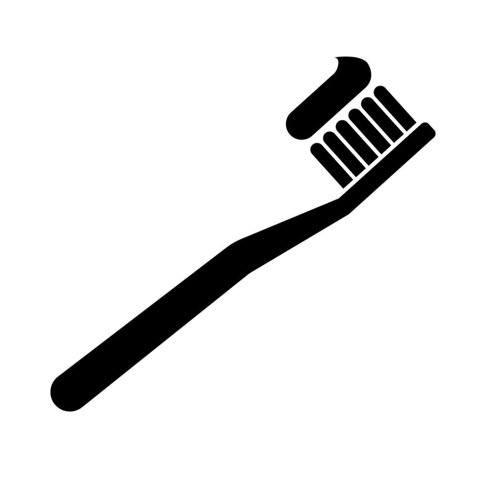 cepillo de dientes y pasta dental silueta icono. vector. vector