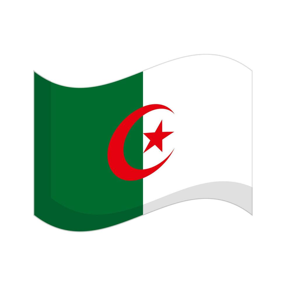 Fluttering Algerian flag icon. Vector. vector