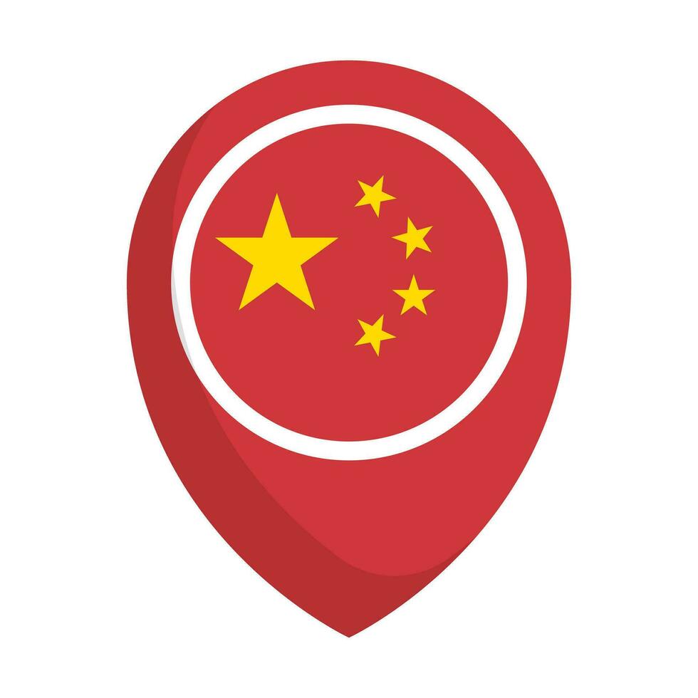 Flat designed Chinese flag map pin icon. Vector. vector