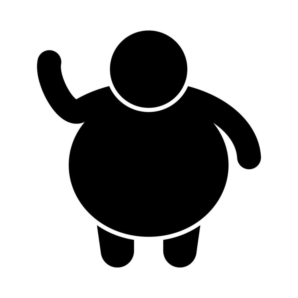 Fat person greeting with raised hand silhouette icon. Vector. vector