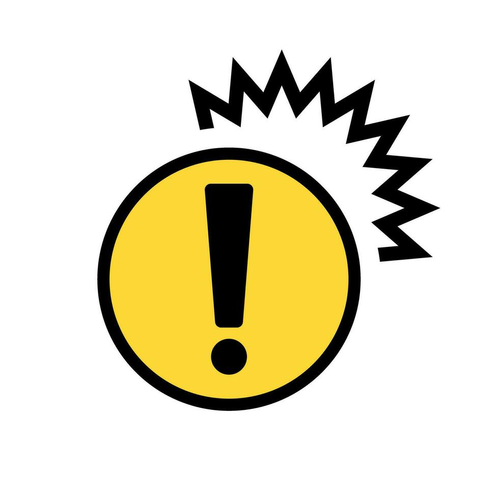 Emphasized round caution icon. Warning or reaction icon. Vector. vector