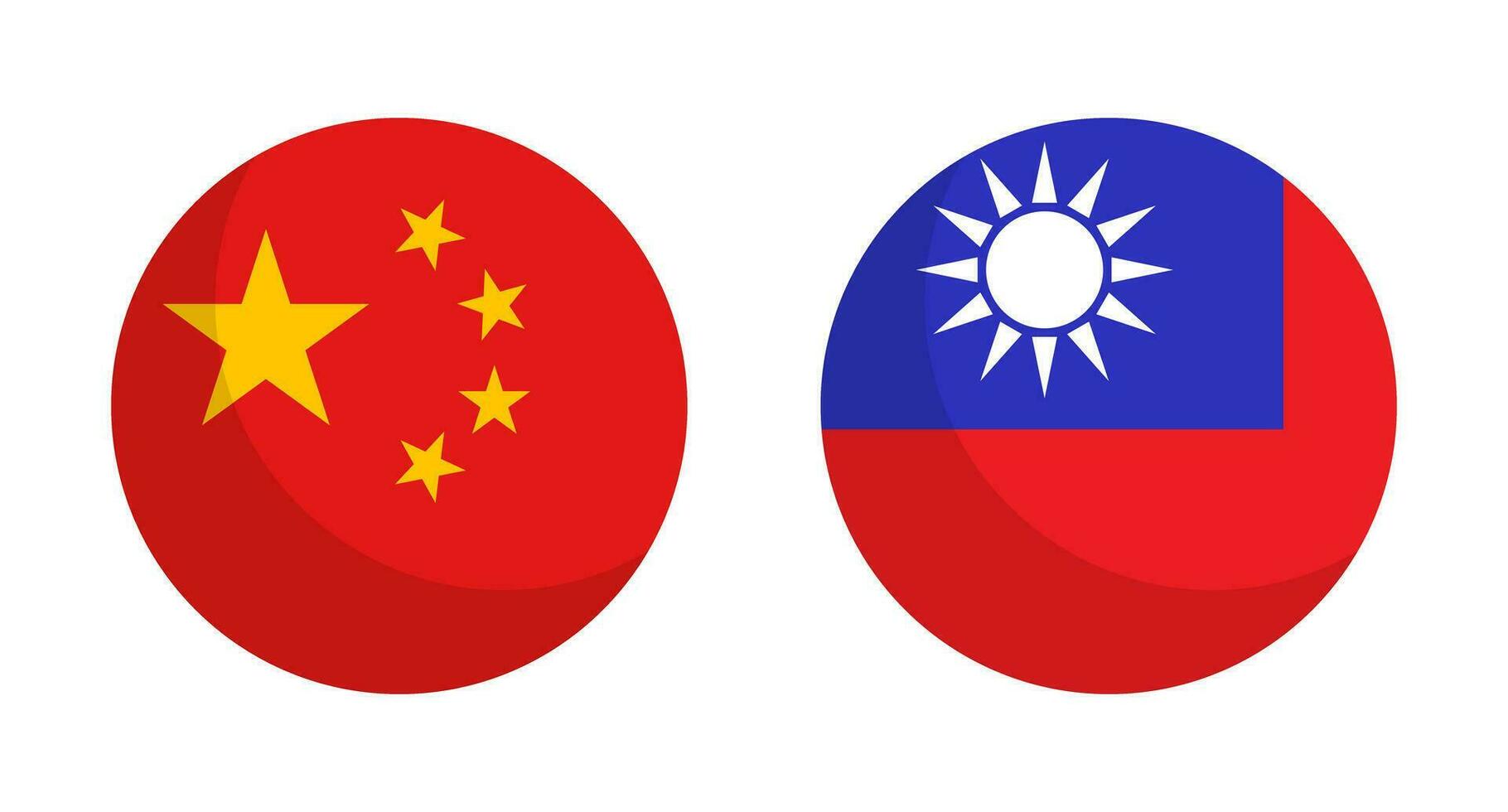 Round Chinese flag and Taiwan flag icon set. Vector. vector