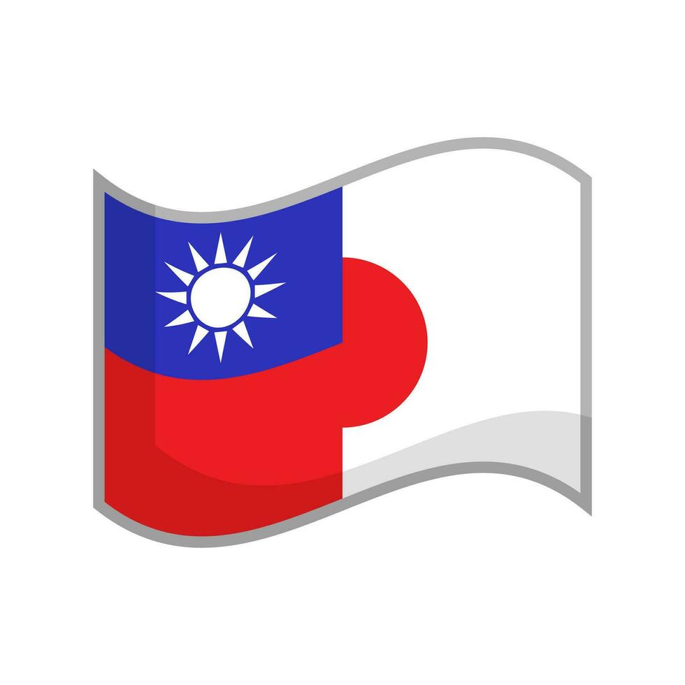 Mixed Taiwanese and Japanese flag icons. Vector. vector