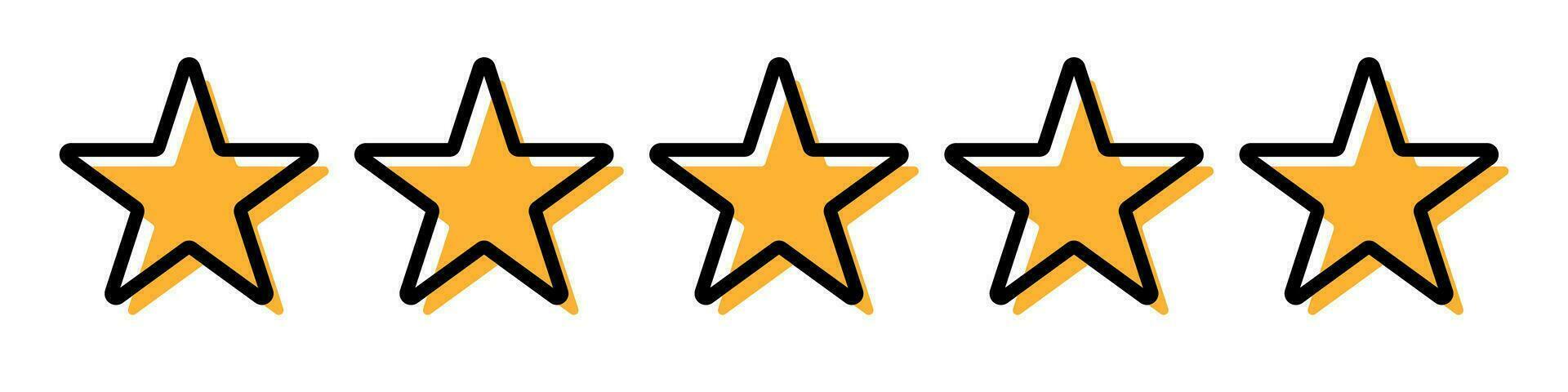 moderno cinco estrella icono. revisión y clasificación. vector. vector