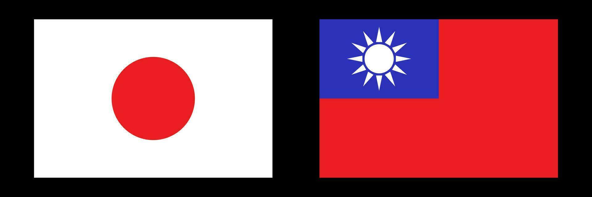 Japanese flag and Taiwan flag icon set. Vector. vector