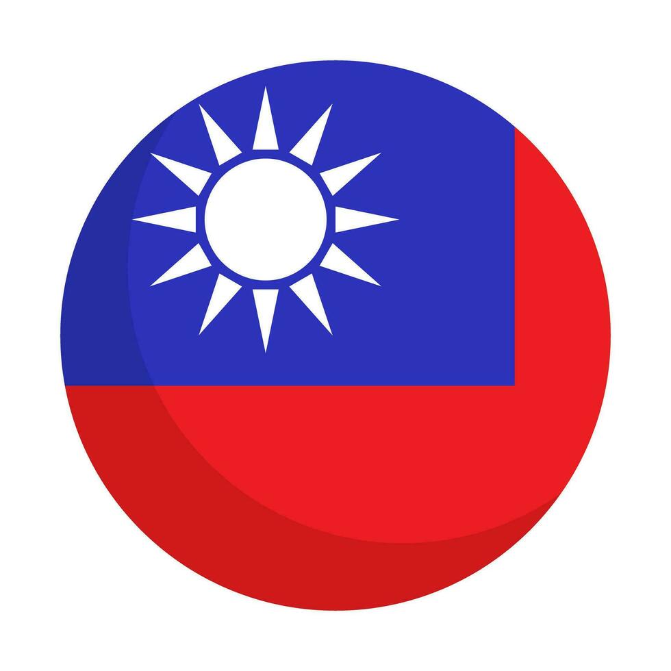 Flat design round Taiwanese flag icon. Vector. vector