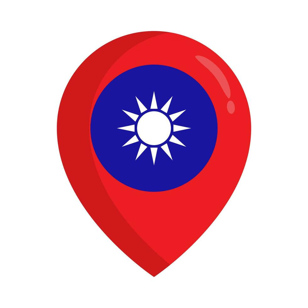 plano diseño Taiwán mapa alfiler icono. vector. vector